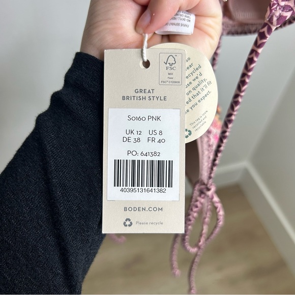 NWT Boden Pink Multicolor String Bikini Set Size 8 - Picture 6 of 10